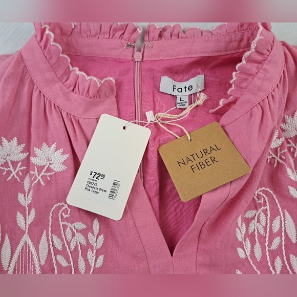 Fate Theadora Dress Pink Embroidered Size L NWT - Picture 7 of 14